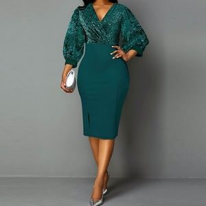 Shiny High Waist Fitting Party Dress